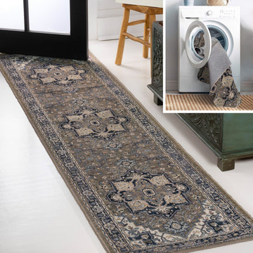 Cirali Ornate Large Medallion Washable Area Rug